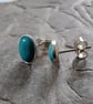 Sterling silver and Turquoise Oval Stud Earrings; December Birthstone - Image 5