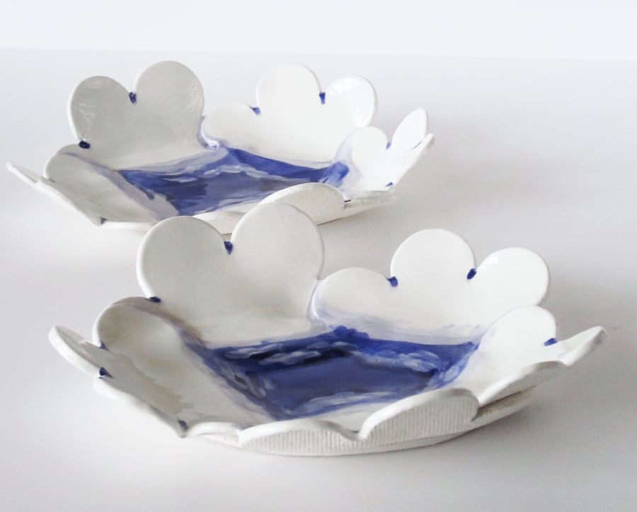 Handmade Ceramic Cloud and Blue Sky Dish - SALE PRICE