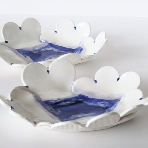 Handmade Ceramic Cloud and Blue Sky Dish - SALE PRICE