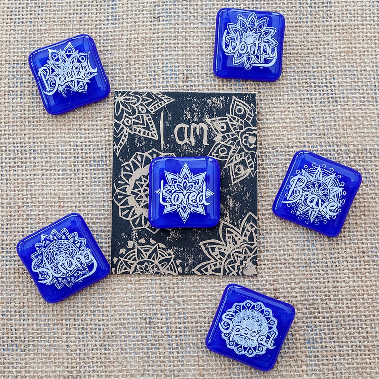 Dark Blue Motivational Positive Thinking Glass Enamel Pin Badge