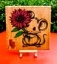 Baby mouse with flower bespoke wooden plaque 