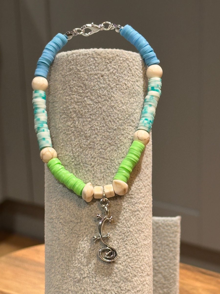 Unique Handmade bracelet with charms - animal lizard
