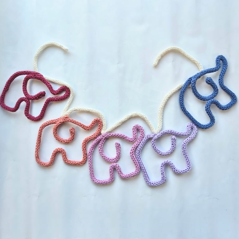 Elephant garland, knitted bunting