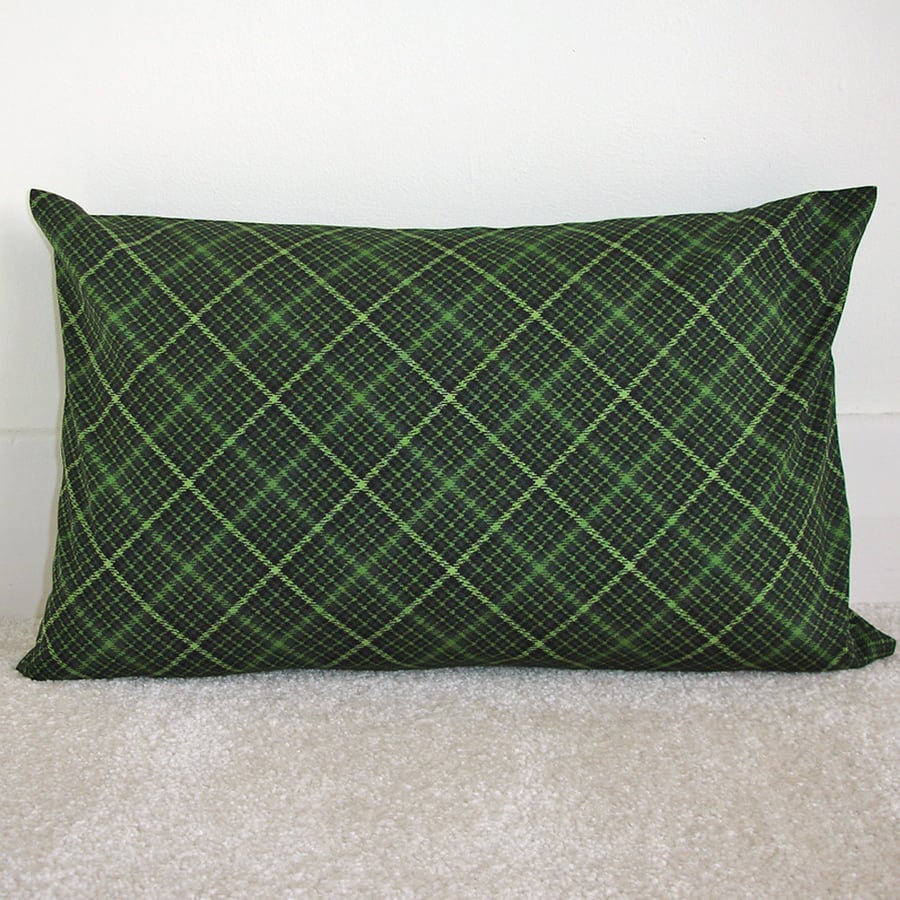 Tempur Travel Pillow Cover SMALL Green Tartan 16" x 10" Alpkit Plaid