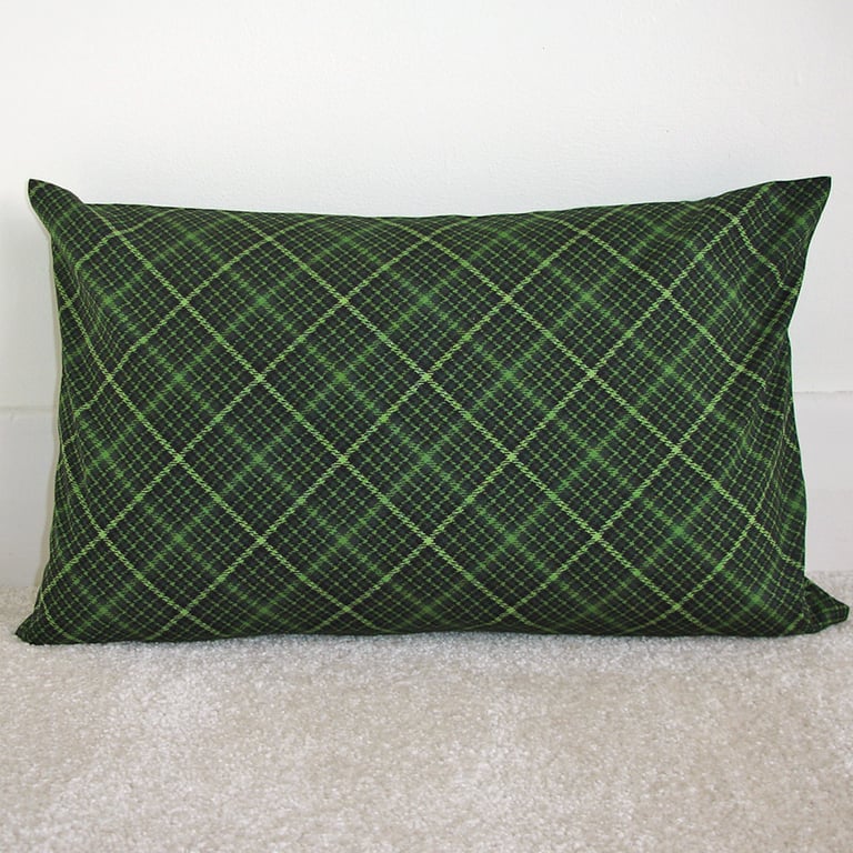 Tempur Travel Pillow Cover SMALL Green Tartan 16" x 10" Alpkit Plaid