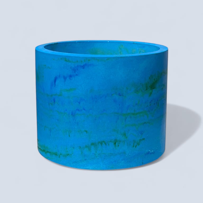 Large Round Seascape Plant Pot  - Blue and Green Seascape Pot Cover 