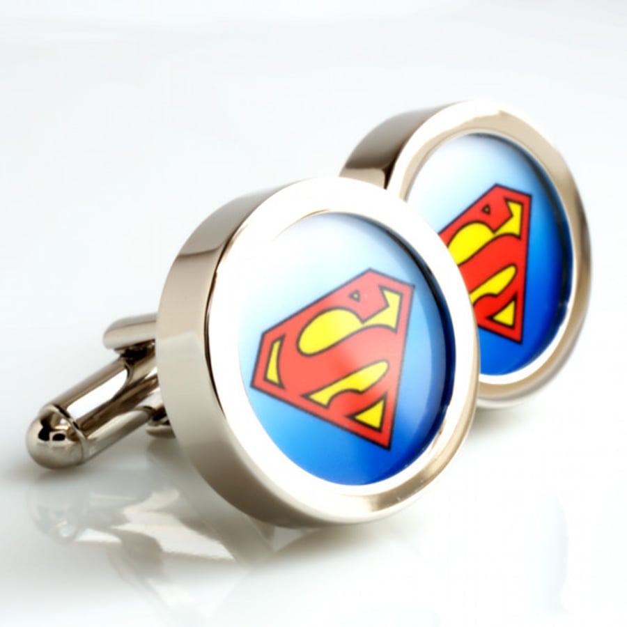 Superman Cufflinks - Comic Book and Movie Super Hero