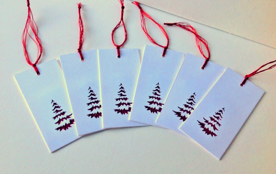  Christmas Gift Tags,'Oh Christmas Tree'Set of Six Handmade Gift Tags