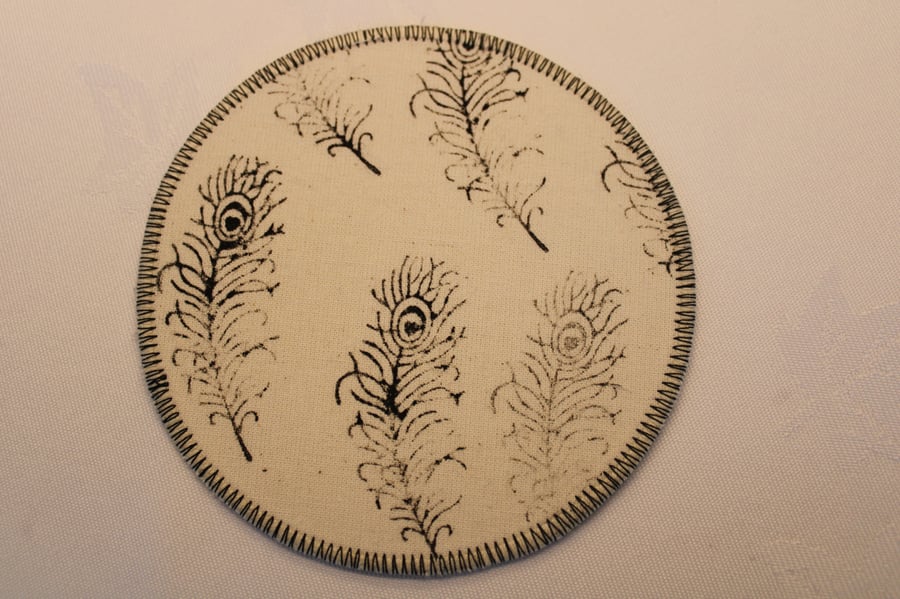 Hand printed fabric coaster