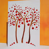 RED TREE GREETINGS CARD-a watercolour blossom tree BLANK FOR YOUR OWN MESSAGE
