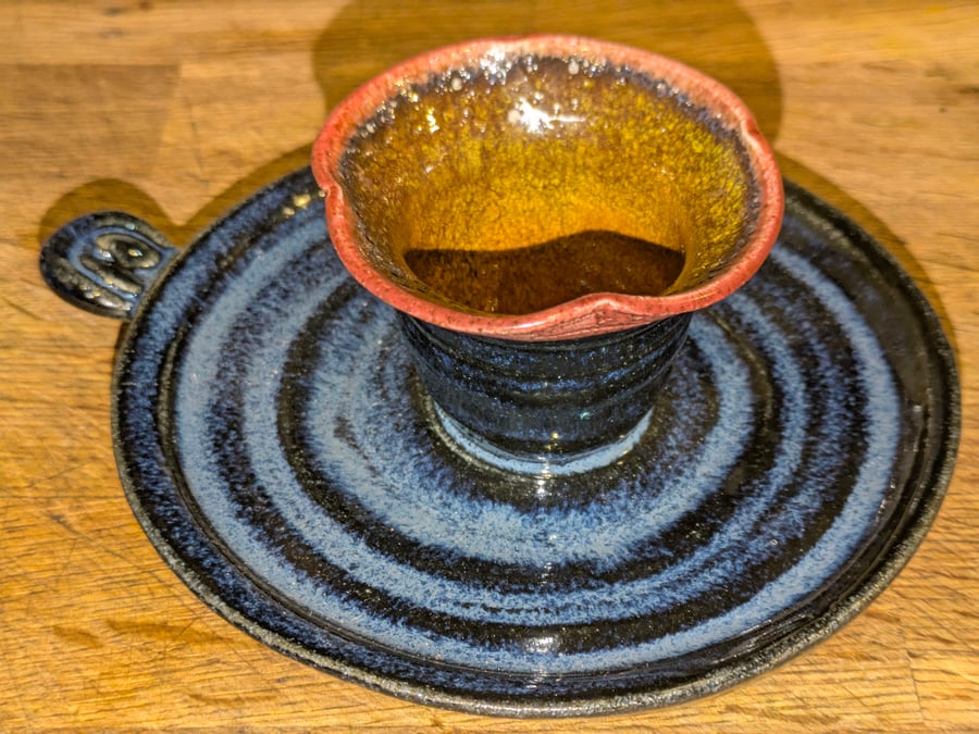 Stoneware various oldy wordly jack-be-nimble candle holders with leaf decoration