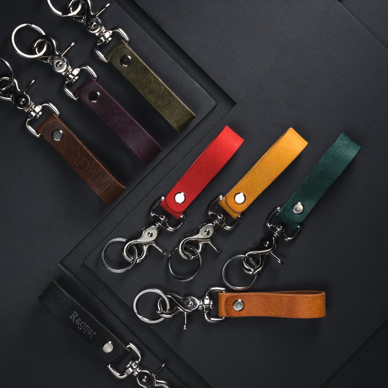 Leather EDC Keychain with Trigger Clip Handmade Italian Full Grain Leather