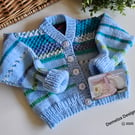 Baby Boy's Hand Knitted Cardigan  3-9 months size