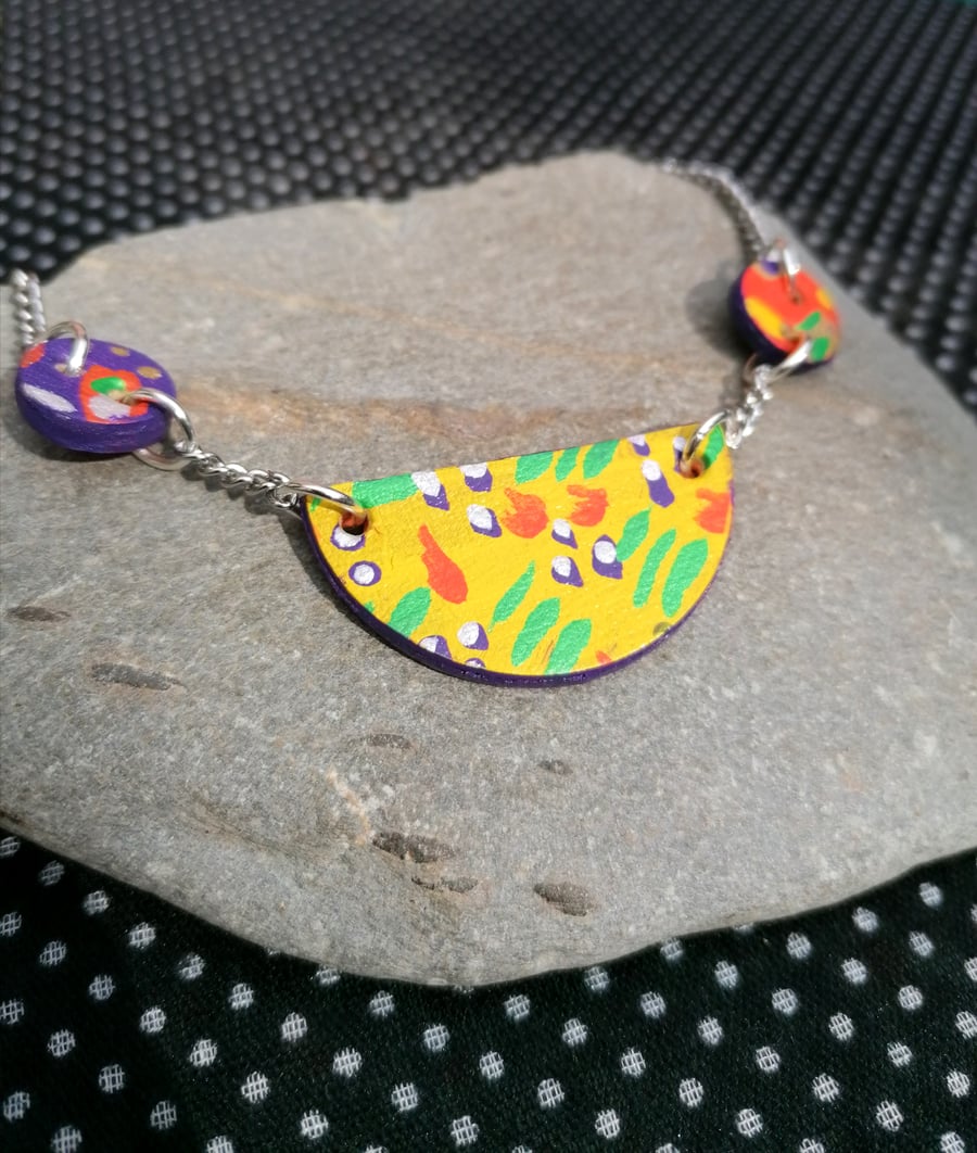 Handpainted Graffiti Leather Necklace