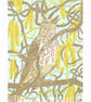 Catkin Song Thrush - Original hand cut limited edition linocut print - Image 1