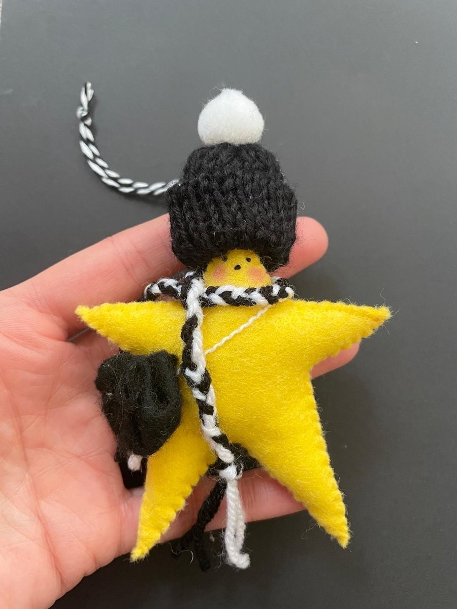 Hand Stitched Emo Star Plushie, Miniature Lucky Star Decoration