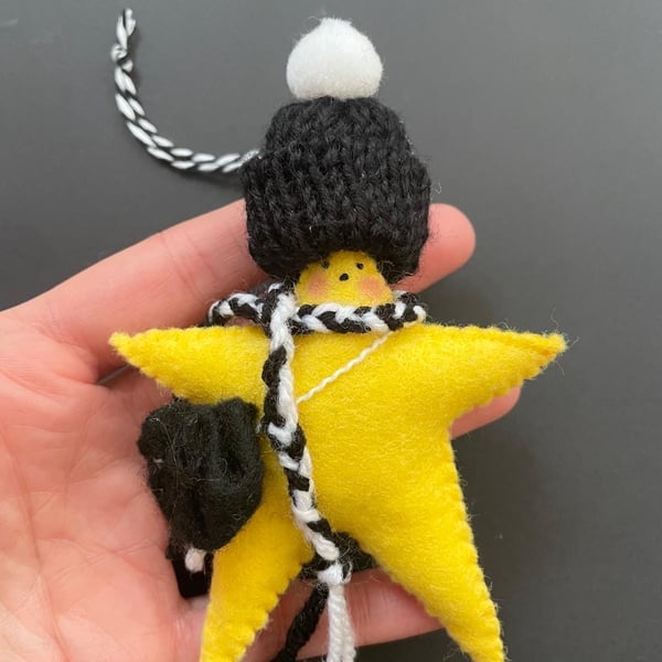 Hand Stitched Emo Star Plushie, Miniature Lucky Star Decoration