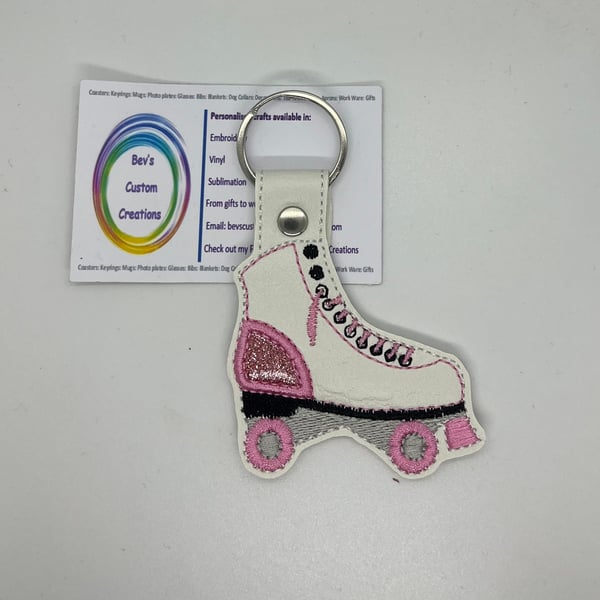 Roller Skate Embroidered Keyring