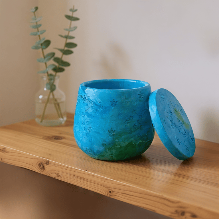 Seascape Star Adorned Jewellery Box - Green and Blue Trinket Pot