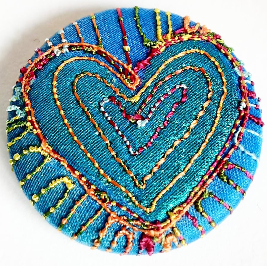 Buttons 1 inch button Hand Dyed Silks and Cottons Free Machine Embroidery Button