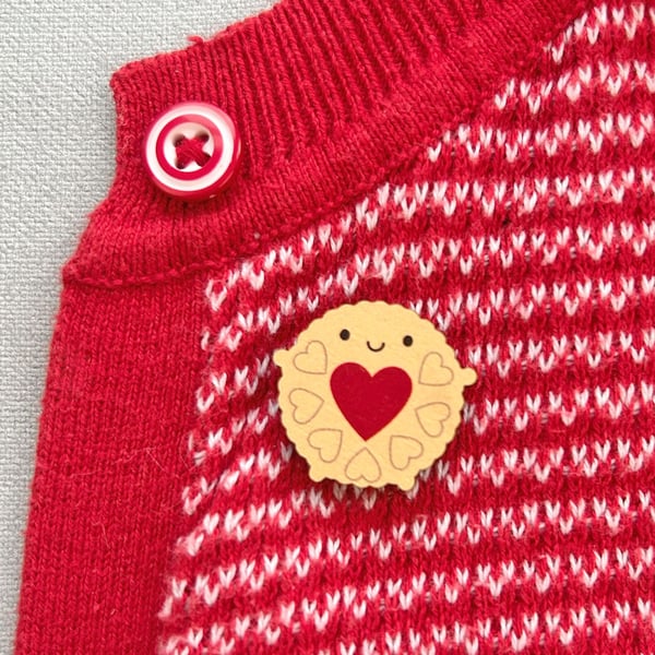 Jammie Dodger Kawaii Wooden Pin or Brooch