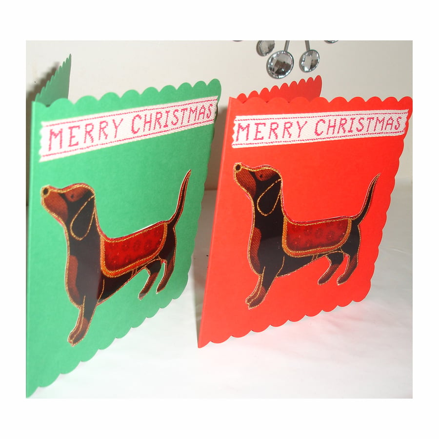 Pack of 2 Christmas Cards Dachshund Daschund Xmas Dogs