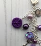 Purple Bag Charm with Dorset Button and Beaded Angel - Image 3