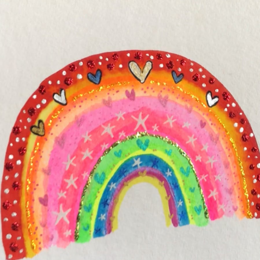 DREAM  brightly coloured RAINBOW painting Jo Roper
