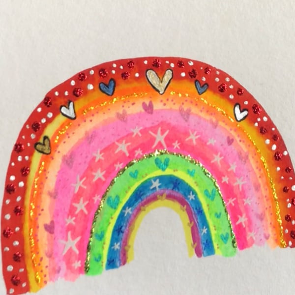 DREAM  brightly coloured RAINBOW painting Jo Roper