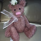 Rose an 8" handmade mohair bear