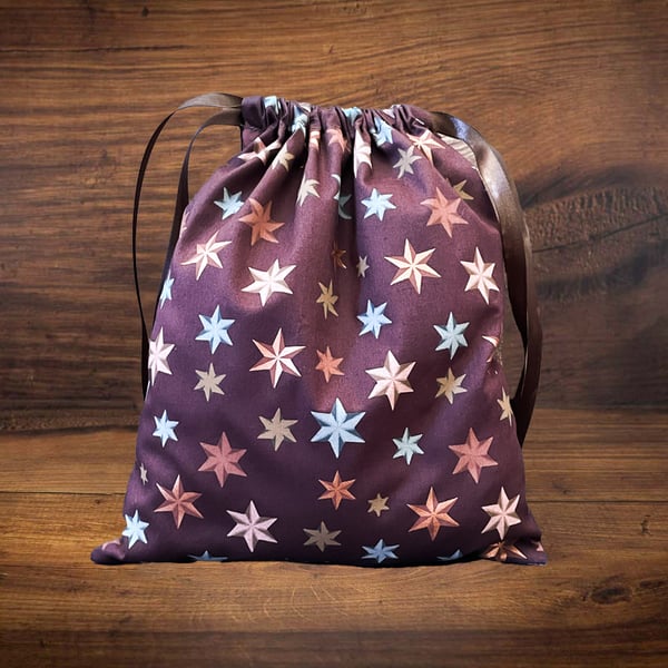 Handmade Christmas Gift Bag, Christmas Stars Design, Large Eco-Friendly-CHBB28