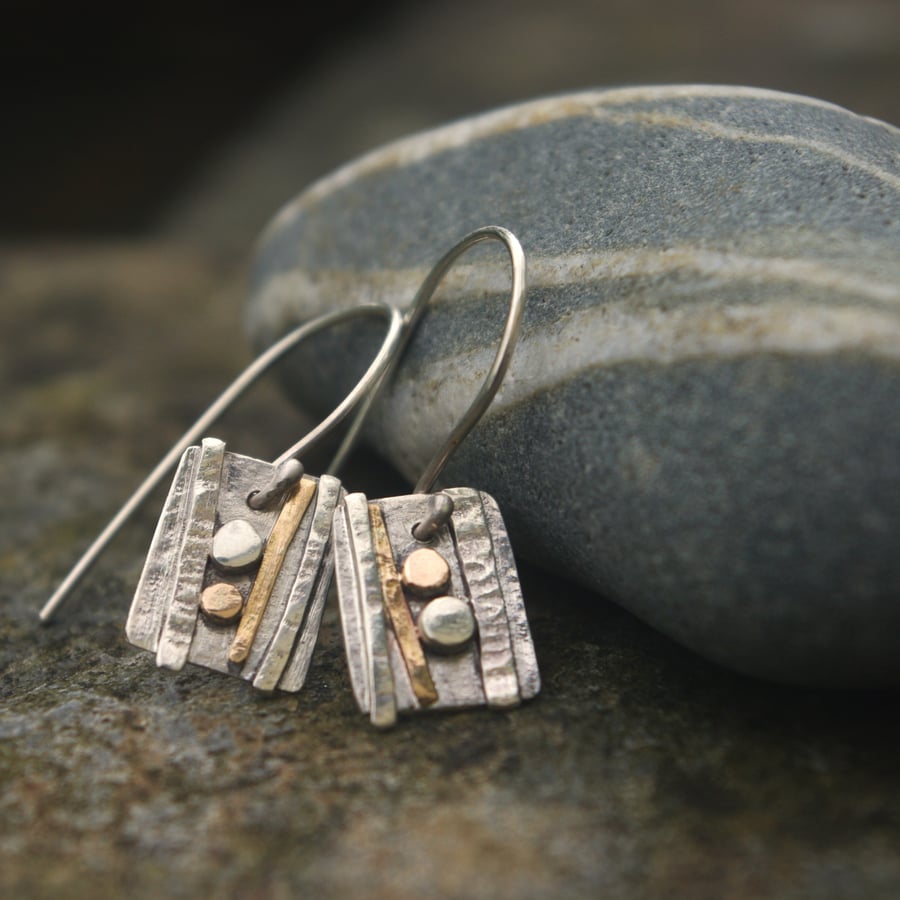 Shoreline Silver and Gold Dangle Earrings