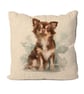 Handmade Chihuahua Dog Design Cushion-Linen. Size 40x40cm- (16"x16") CUS249