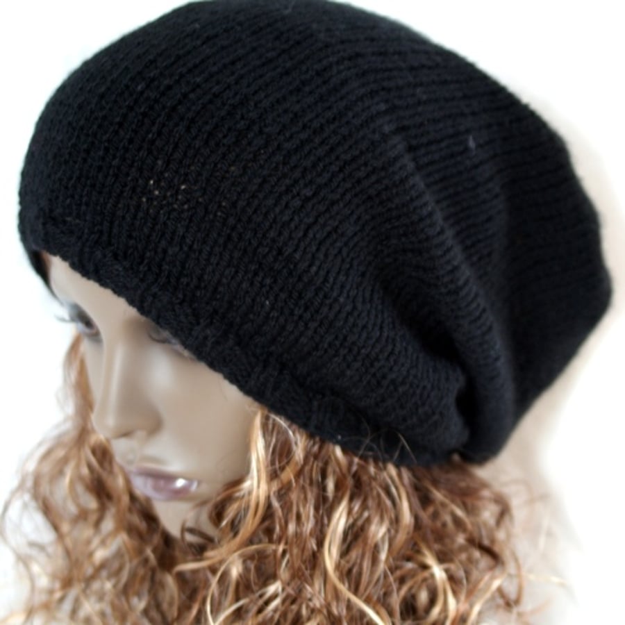 black knitted slouchy beanie