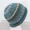Knitted Beanie Hat for Adults Sea Green Grey White Olive