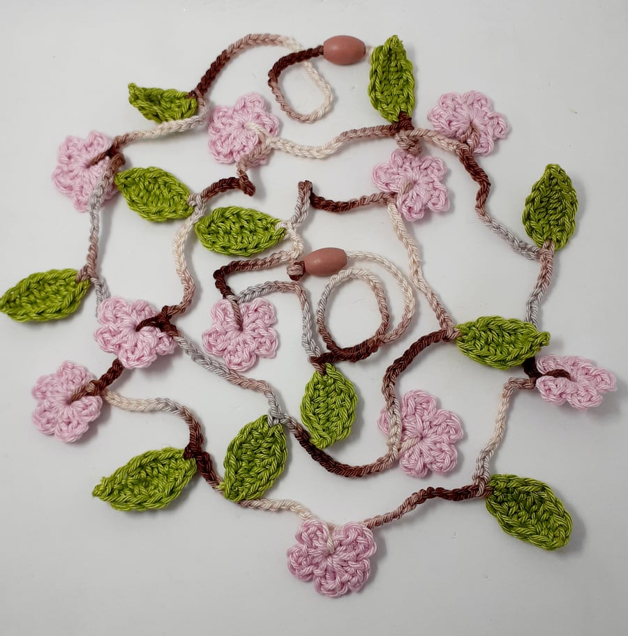 Crochet  Pale Pink Blossom Garland 