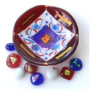 Fused Glass Bowl Round 12cm Red White Blue Dichroic 052