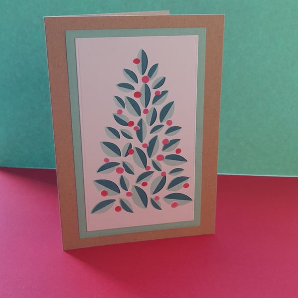 Christmas Tree Christmas Card - Arctic Blue - Handmade
