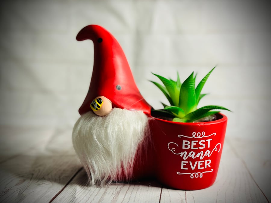Best Nana Ever Gnome Plant Pot, Nordic Gnome, Gonk, Swedish Tomte