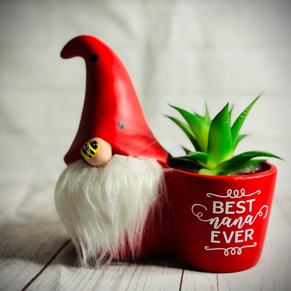 Best Nana Ever Gnome Plant Pot, Nordic Gnome, Gonk, Swedish Tomte