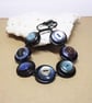 Shiny blue and brown color theme - Vintage Button Adjustable Bracelet