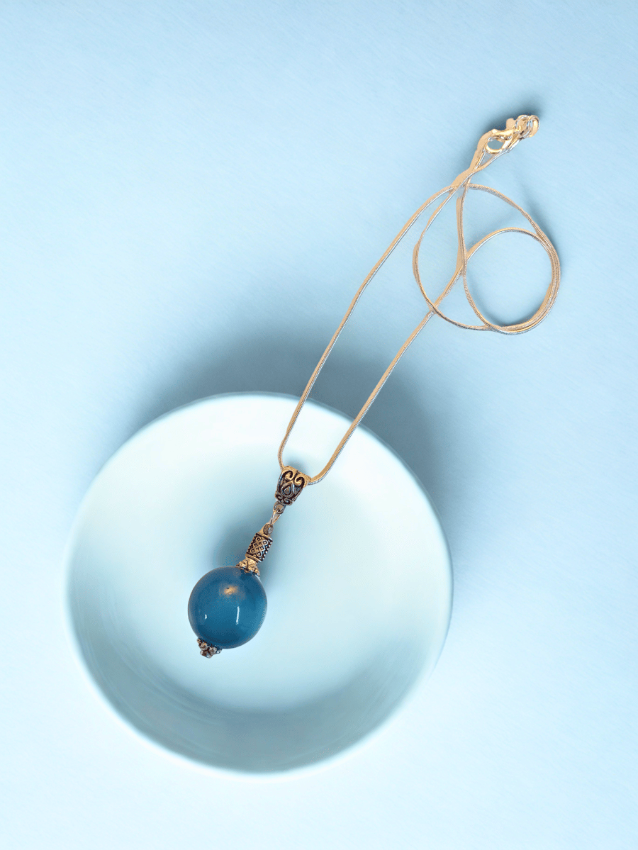 Deep Blue Glass Orb Pendant