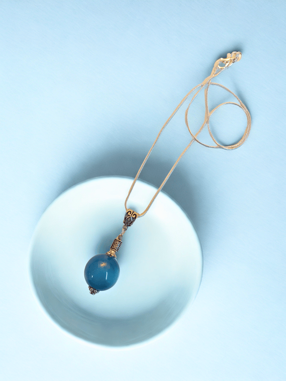Deep Blue Glass Orb Pendant