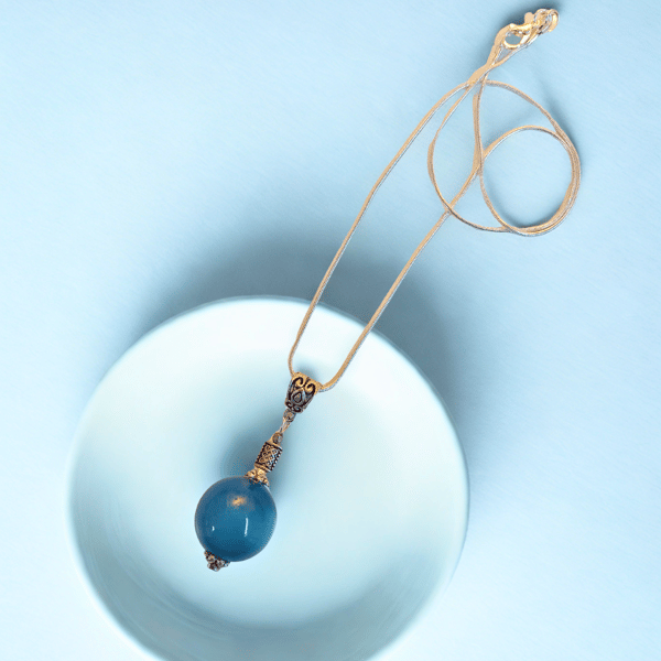 Deep Blue Glass Orb Pendant