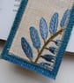 Textile bookmark - Red and blue embroidered curtain and wool fabrics upcycled - Image 5