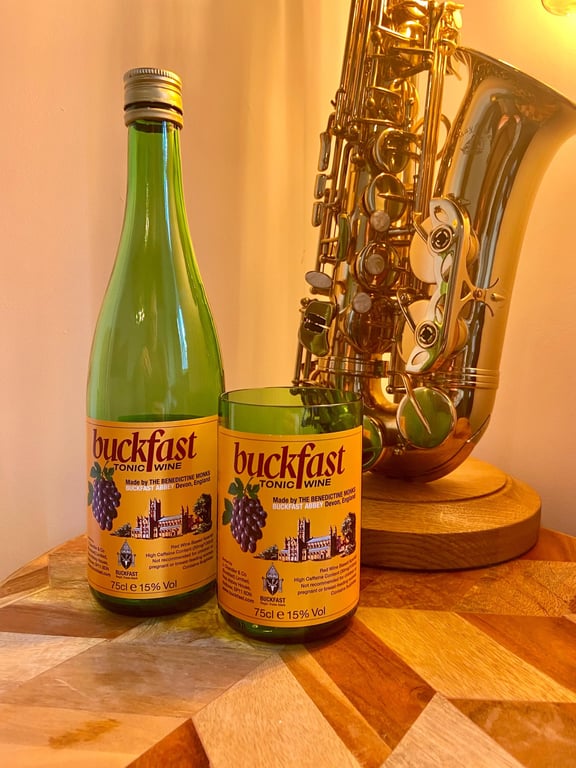 Buckfast Tonic Wine GlassGift for HimUpcycled BottleChristmas GiftScottish Novel