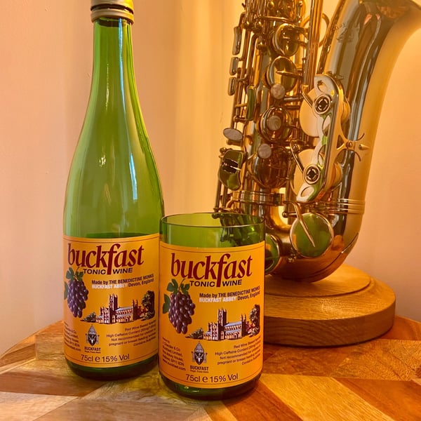Buckfast Tonic Wine GlassGift for HimUpcycled BottleChristmas GiftScottish Novel