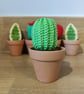 Crocheted plants in terracotta pot; Hoya, Snake Plant and Cactus - Image 4