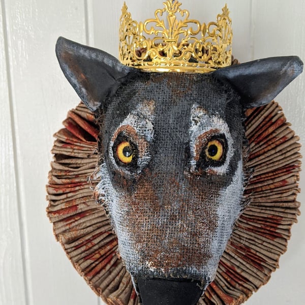 Royal Wolf faux taxidermy, animal head wall hanging, wall art, collectable