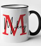 Personalised RED initial and name Mug - personalised gift present - Image 3